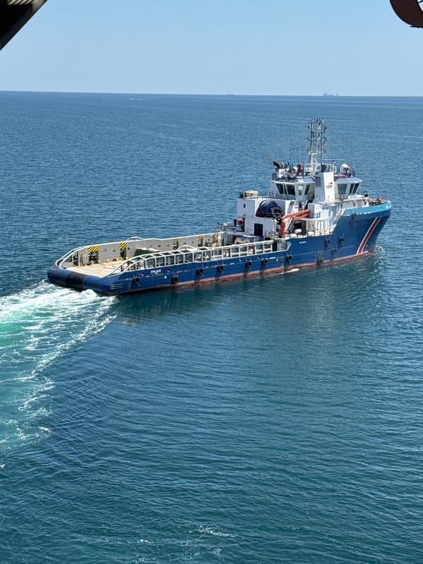 Offshore supply vessel Ievoli Blue underway off the Italian coast
