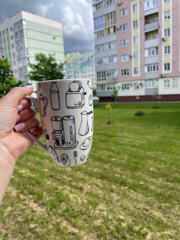 Morning coffee break observed in Rozsoshentsi, Ukraine