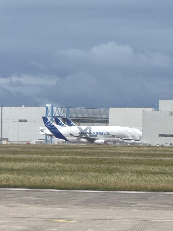 Beluga Airbus aircraft spotted on ground in Blagnac, France