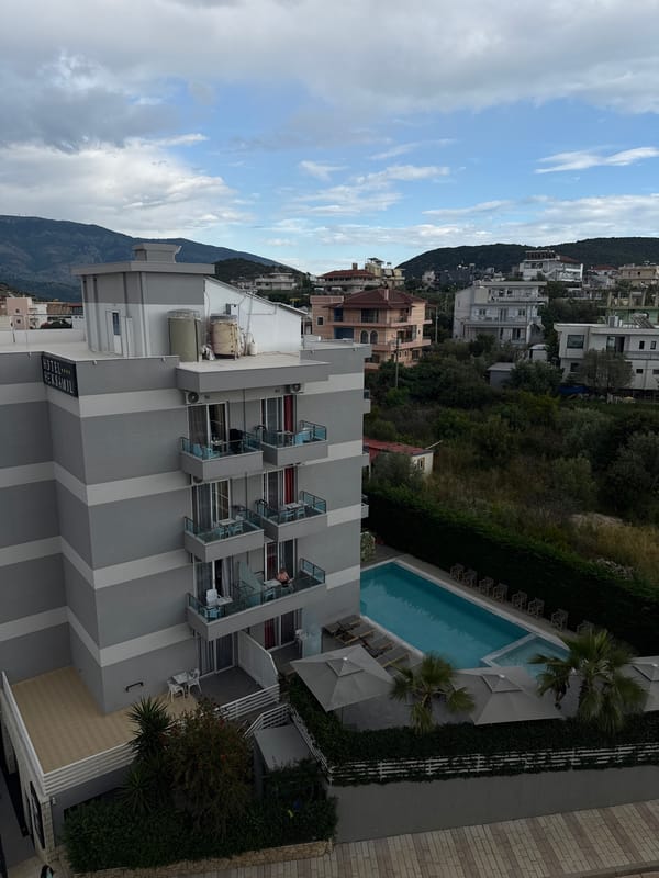 Tourist documents hotel and street views in Ksamil Albania
