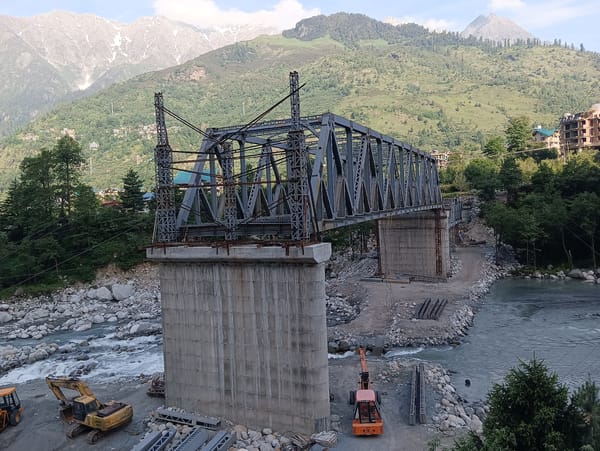 Bridge construction documented in mountainous Kulang, India