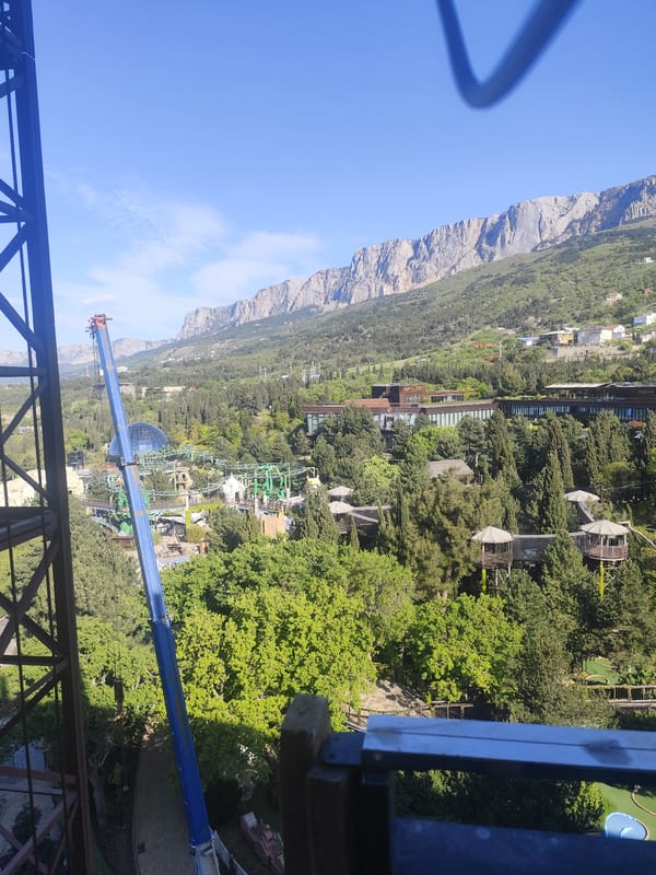 Construction workers active at building site in Crimean resort town