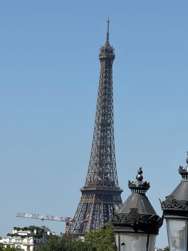 Multiple angles on Paris landmarks on a clear July morning