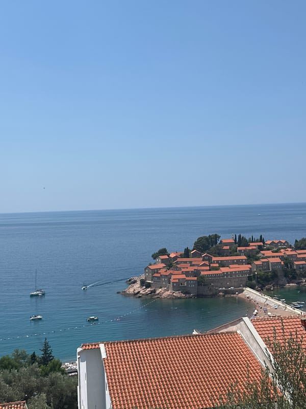 Sveti Stefan's fortified island and coastline from multiple viewpoints