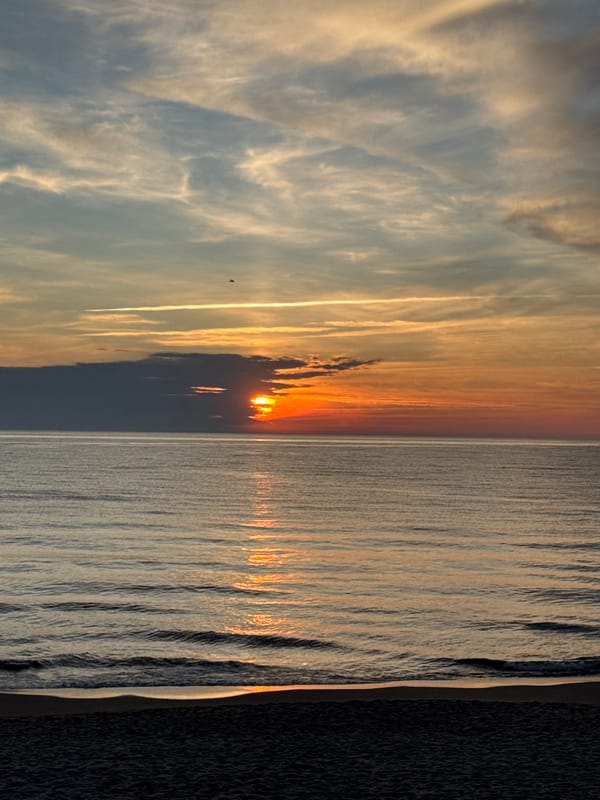 Sunset documented over Baltic Sea at Carnikava beach, Latvia