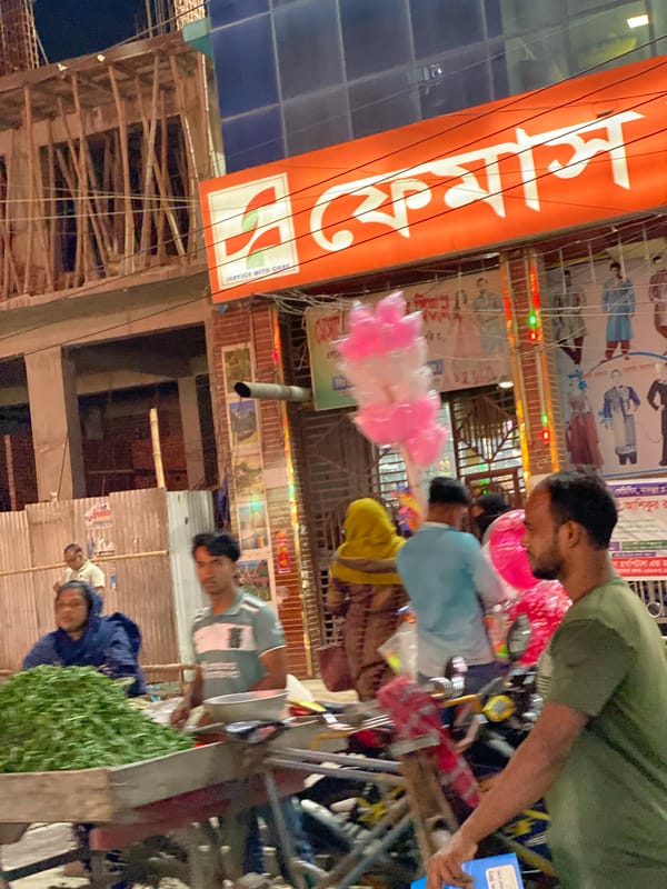 Dhaka meal and street scenes captured during afternoon hours