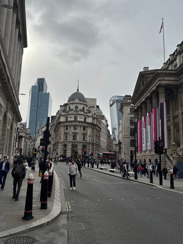 Morning street scene captured in London's financial district