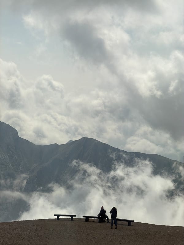 Morning activity around the Zugspitze on a cloudy alpine day
