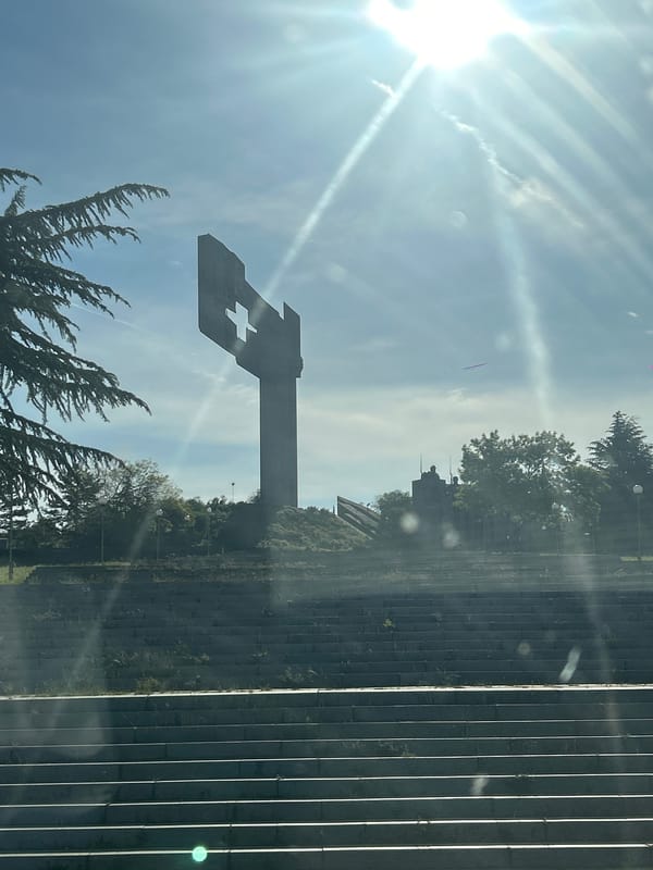 Memorial complex documented at dawn in Stara Zagora, Bulgaria