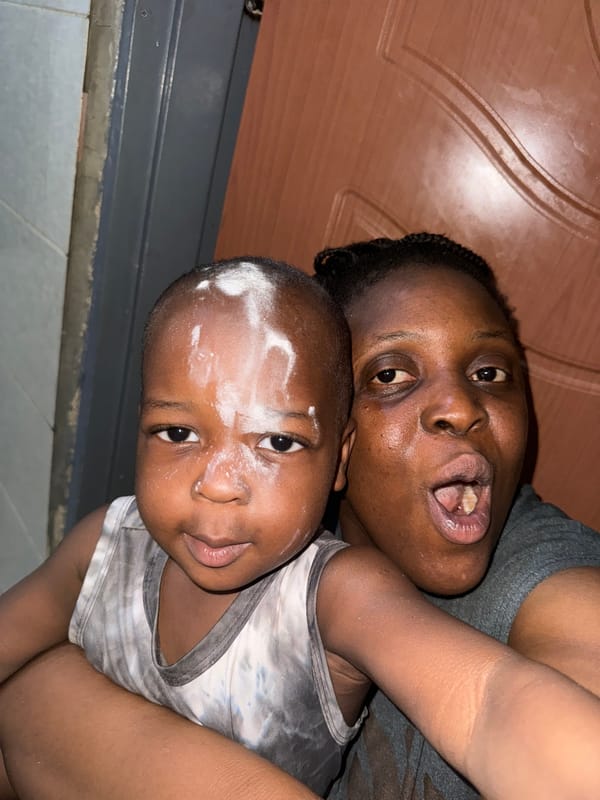 Woman and child photographed together in Rido, Nigeria