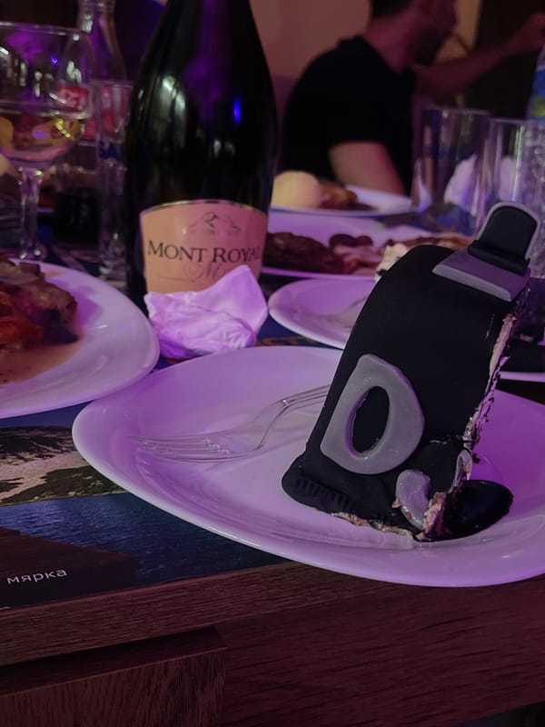 Social gathering with novelty cake documented in Somovit, Bulgaria