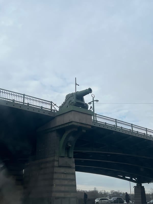 Decorative cannon spotted on Liteyny Bridge in Saint Petersburg