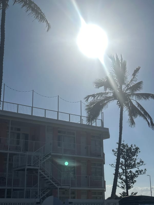 Morning views of Pink Hotel captured in Gold Coast