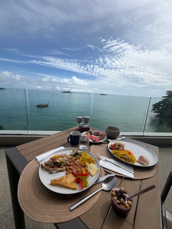 Balcony breakfast and sea views at an Ao Nang resort