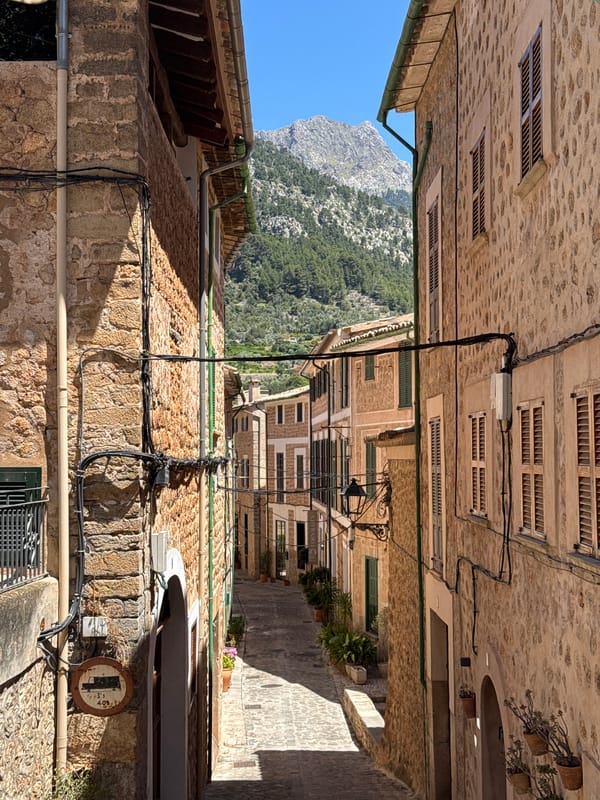 Street scene captured in mountain town Fornalutx, Spain