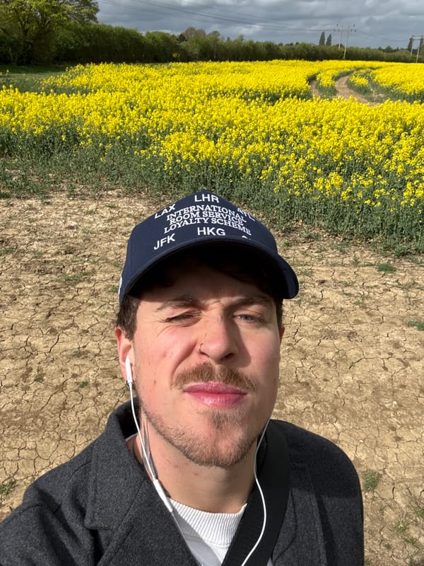 Man takes selfie near rapeseed field in North Hertfordshire