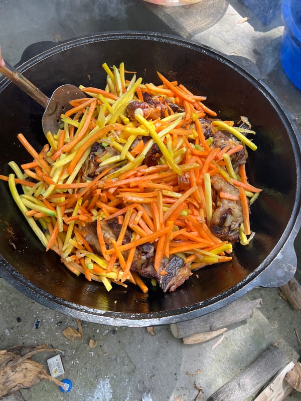 Traditional meat and vegetable dish prepared in Tashkent