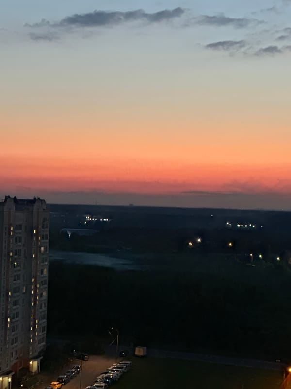 Podolsk residential neighborhoods transition from dusk to night