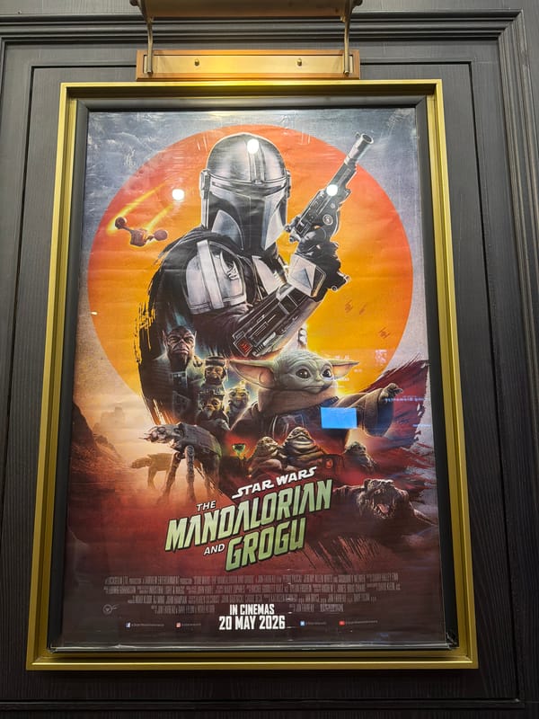 Movie theater displays new Star Wars Mandalorian film poster