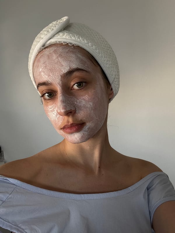 Person performs skincare routine in Petah Tikva, Israel