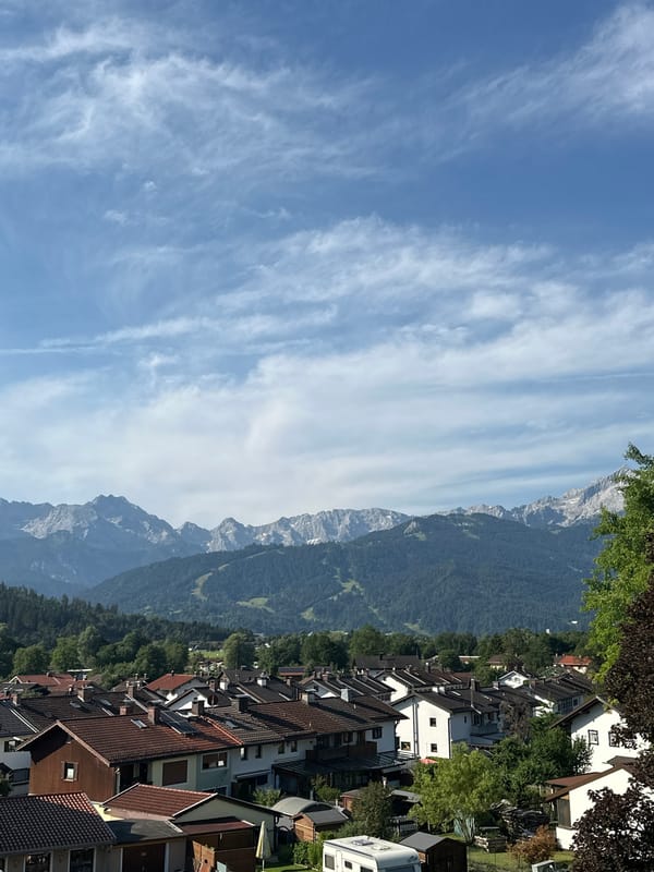 Balcony morning in the Bavarian Alps with coffee and views