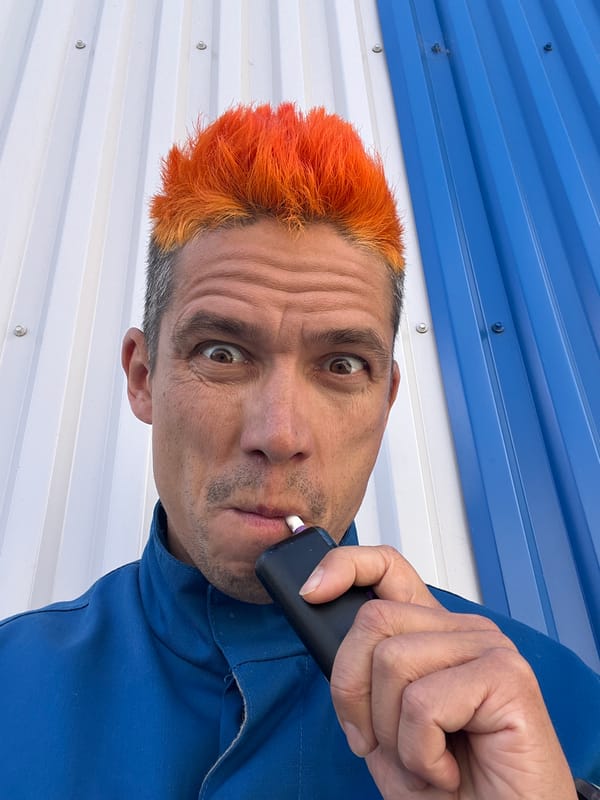 Orange-haired man documented across multiple Chaikovsky locations Monday morning