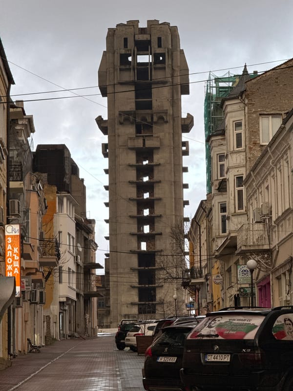 Rainy day street documentation in Shumen Bulgaria April 2026