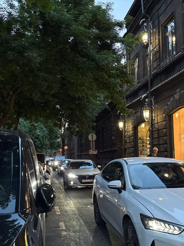 Evening street life documented around Yerevan's Republic Square