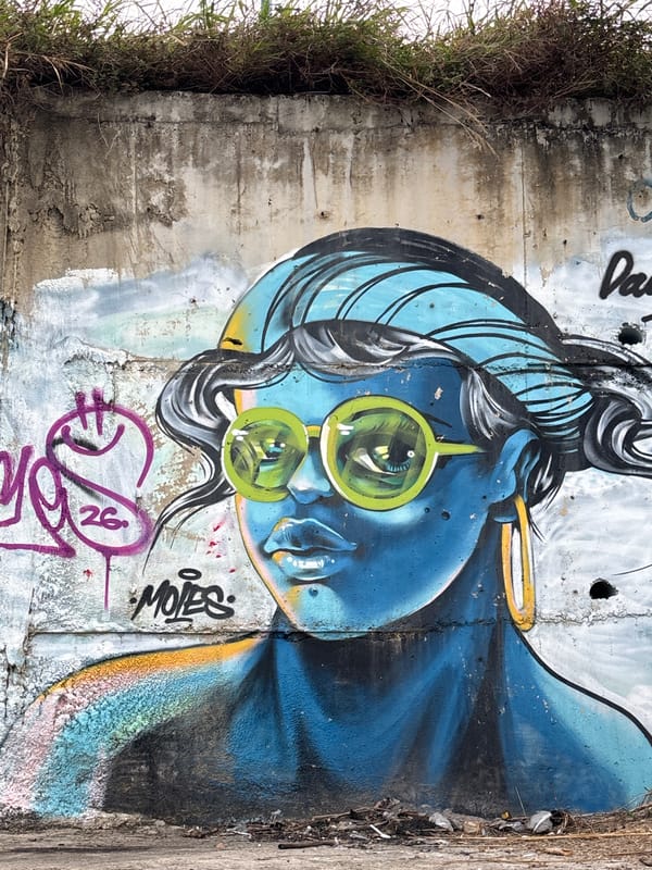 Nha Trang coastline: graffiti walls and a hazy sea