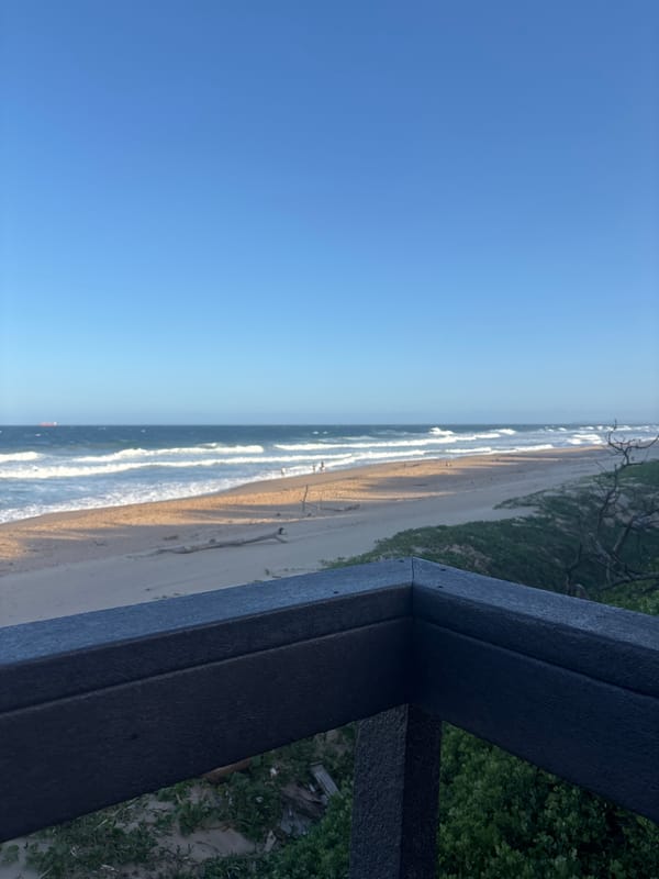 Coastal view photographed from elevated deck in Umhlanga Rocks
