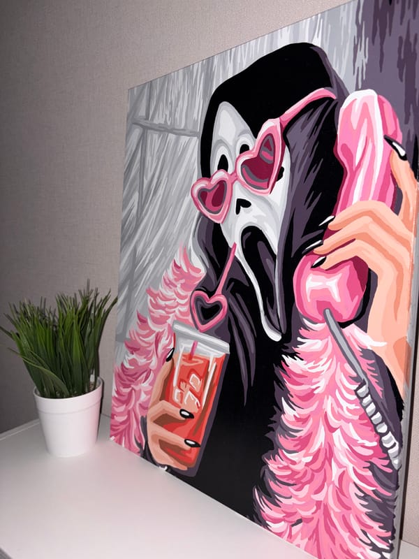 Stylized woman artwork observed on wall in Saratovskaya