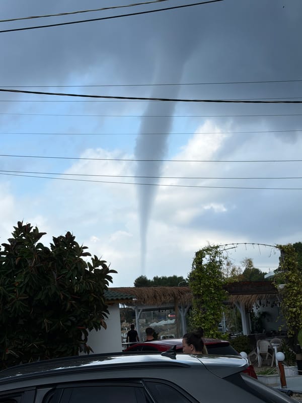Waterspout forms off Albanian coast as witnesses gather to watch