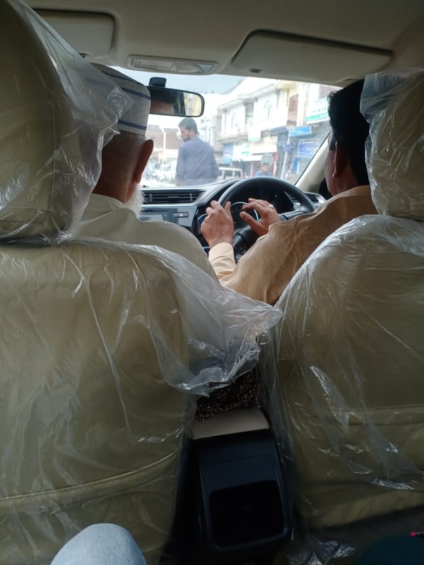 Morning car journey documented in Nokhar, Pakistan