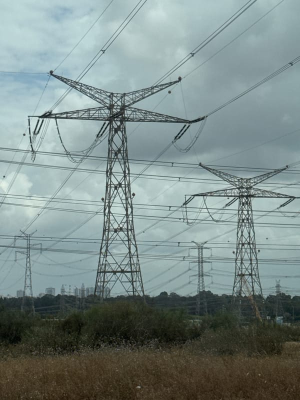 Power transmission lines observed in Hadera, Israel