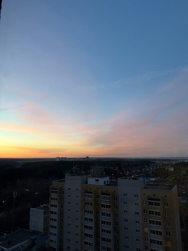 Dawn or dusk skyline captured over Yekaterinburg