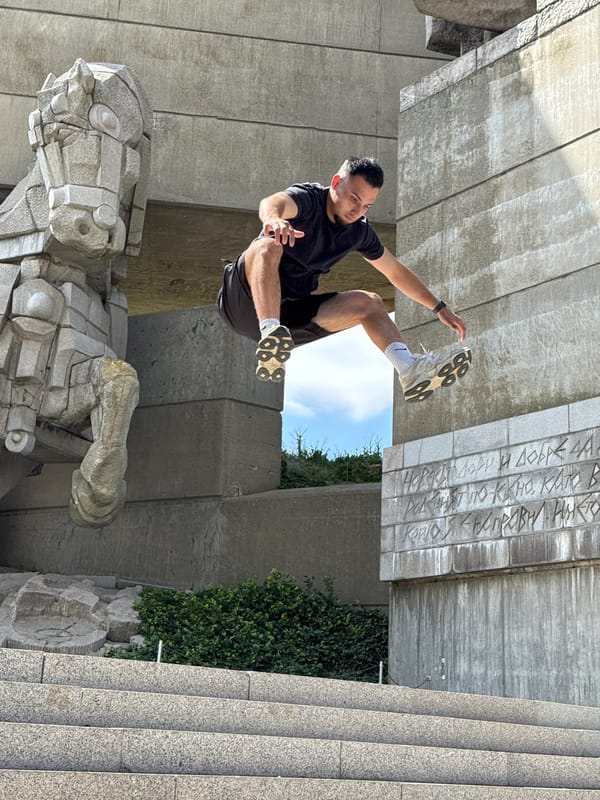 Acrobatics at Shumen's Monument to the Founders of the Bulgarian State