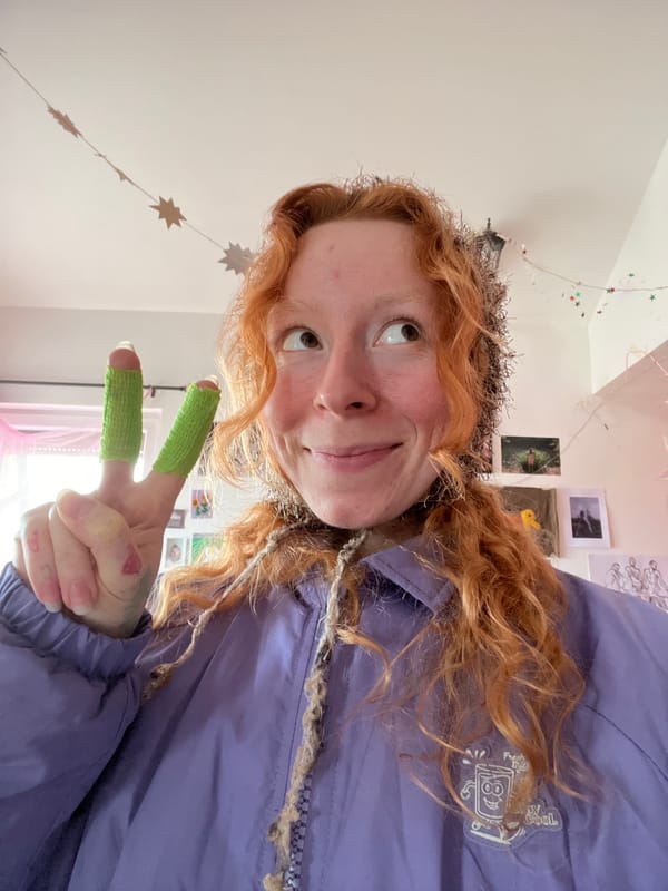 Person in bird nest headpiece photographed in Belgrade suburb
