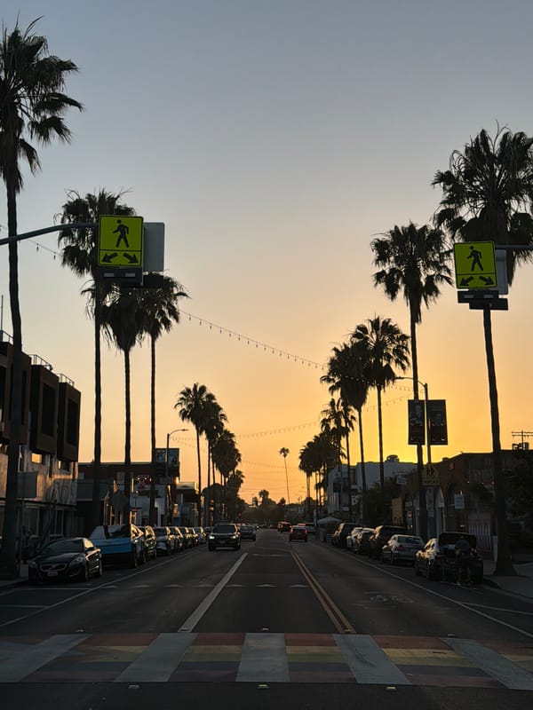 Golden hour street scene captured in Los Angeles