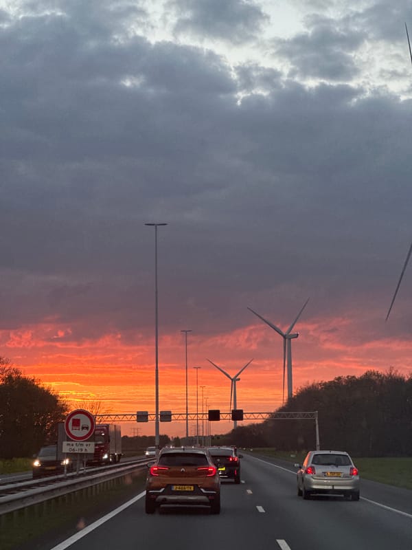 Sunset highway scene captured near Oirschot, Netherlands