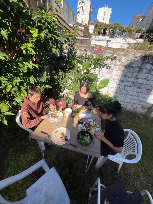 Outdoor dining and cyclist spotted in Florida, Argentina