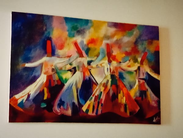 Sufi dervish painting observed in Chah Sultan, Pakistan