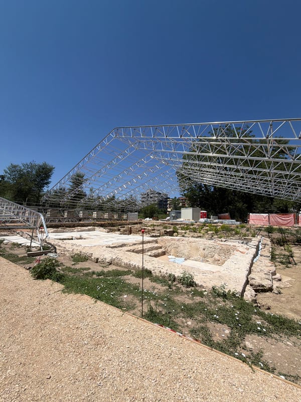 Ancient ruins get a protective roof structure during active site work