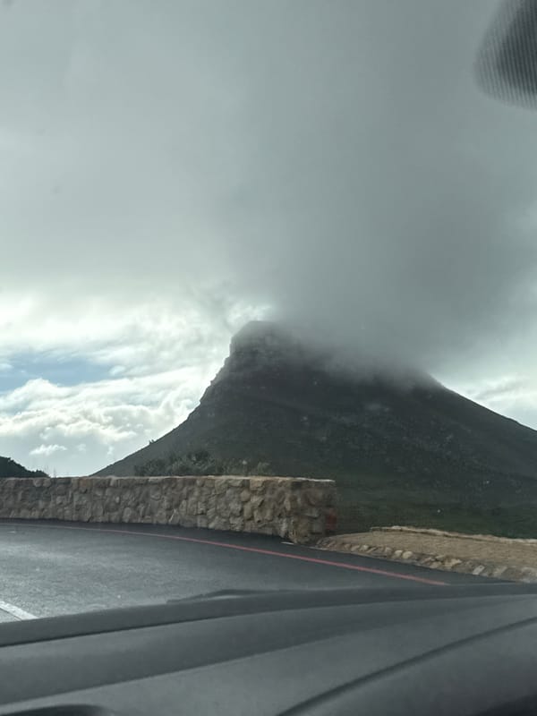 Misty mountain landscape observed in Cape Town