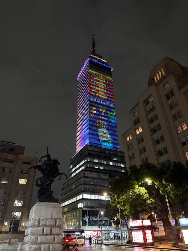 Mexico City lit up at night during World Cup festivities