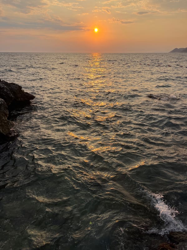 Golden hour on the Adriatic coast in Pečurice, Montenegro