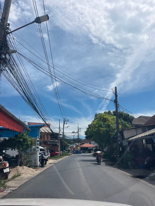 Morning street documentation captures Rawai Thailand infrastructure and daily life