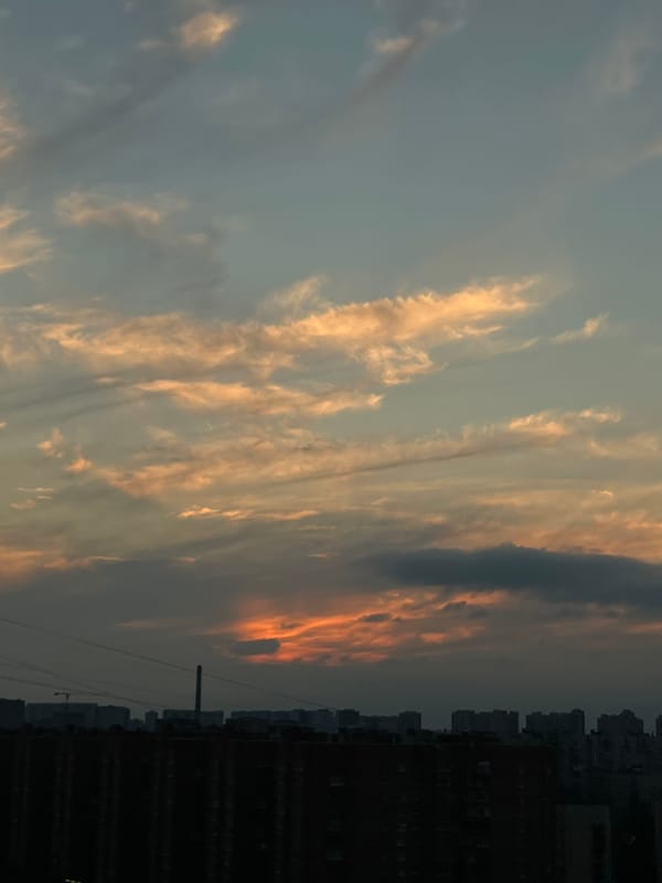 Rooftop views across a Russian city at dusk