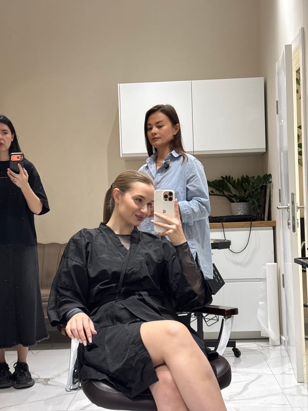 Women visit hair salon in Budva, Montenegro
