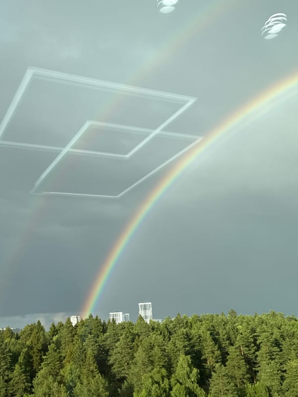Izhevsk gathering: food spread, rainbow, and skincare