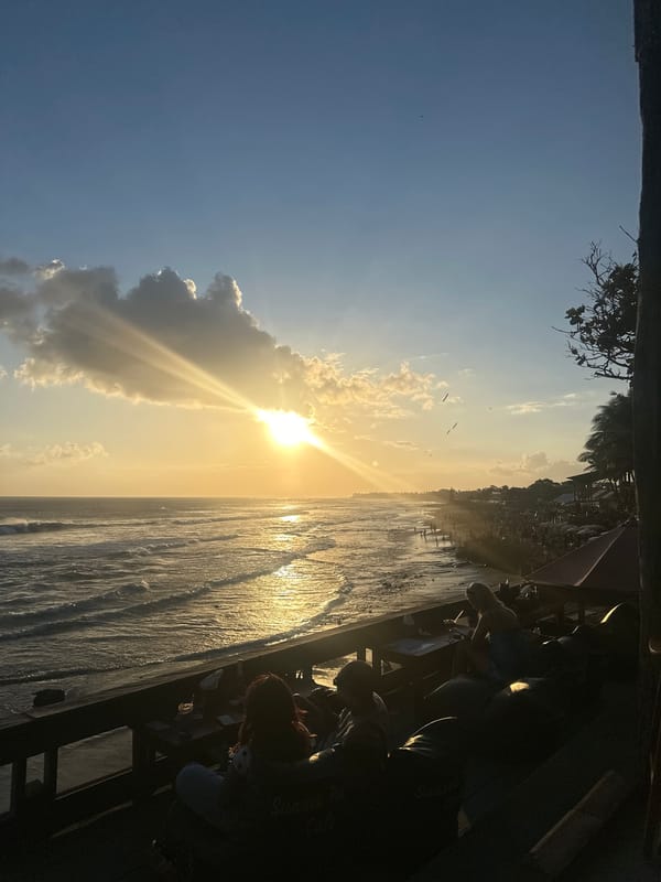 Sunset crowds, ocean views, dogs, and ice cream at the beach